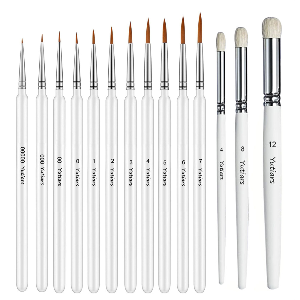 Model Kit Paint Set - Wood Handle 14PCS Fine Detail Drybrush