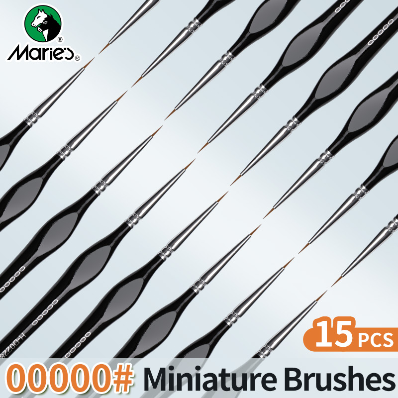 Model Kit Paint Set - 10/12/15pcs 00000 Marie's Miniature Paint Brushes,