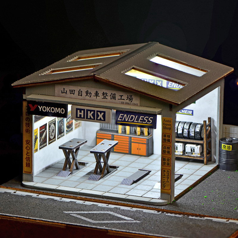 1:64 Scale DIY Auto Repair Sho - đánh giá và giá Model Kit Led